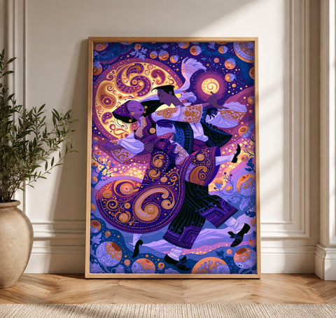 Folk Art, Ottoman Court Dance Print, Cultural Decor, Framed Unframed or Digital