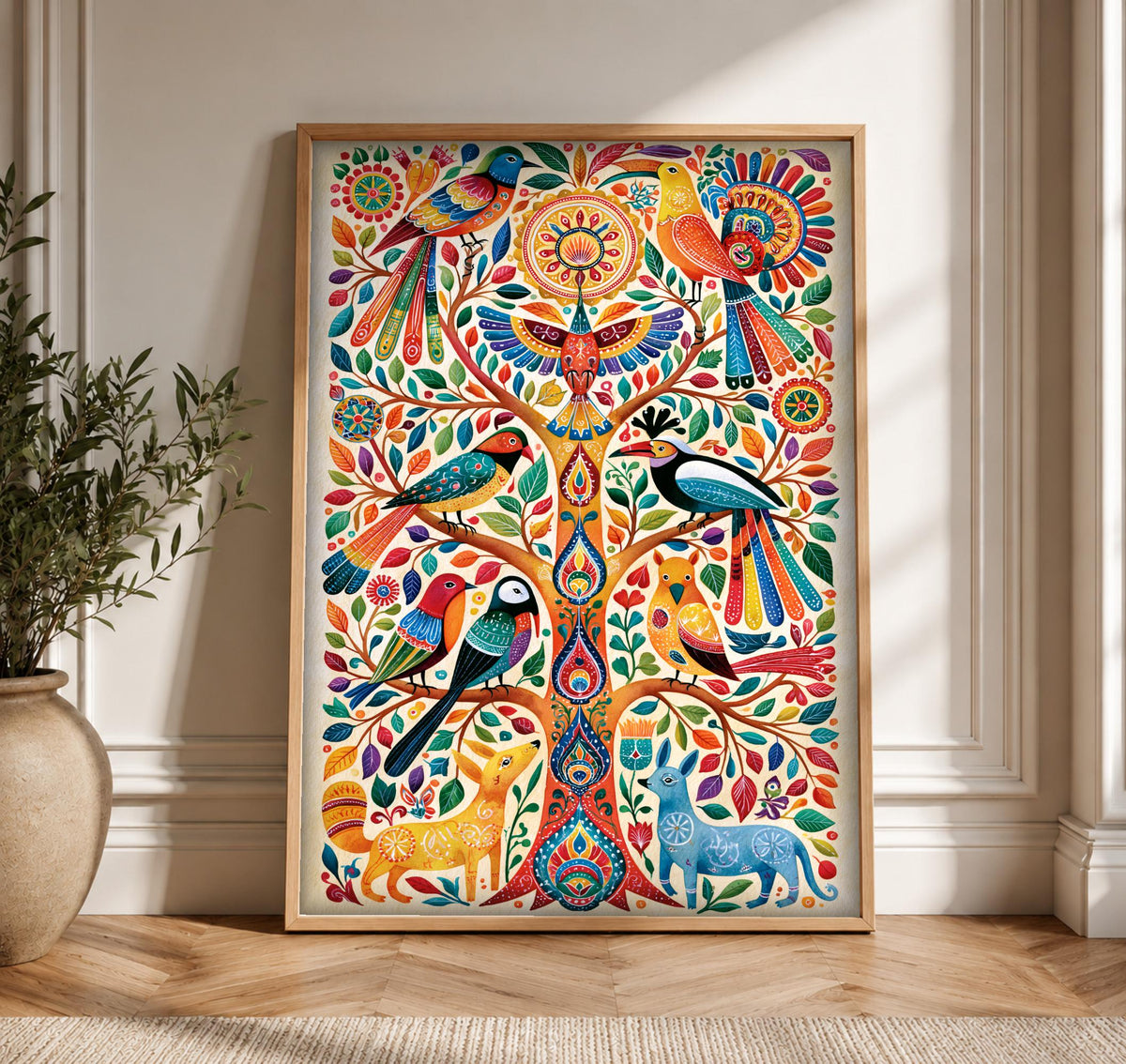 Mexican Folk Art, Tree of Life, Family Wall Decor, Framed Unframed or Digital