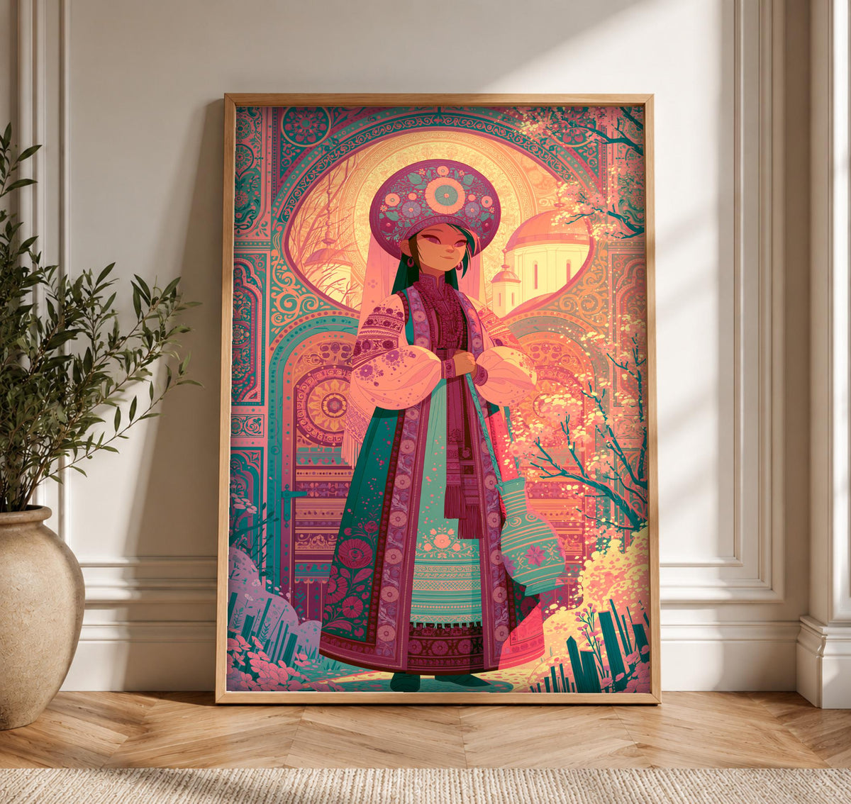 Slavic Wall Art, Russian Empress Kokoshnik, Orthodox Christian Print, Framed Unframed or Digital