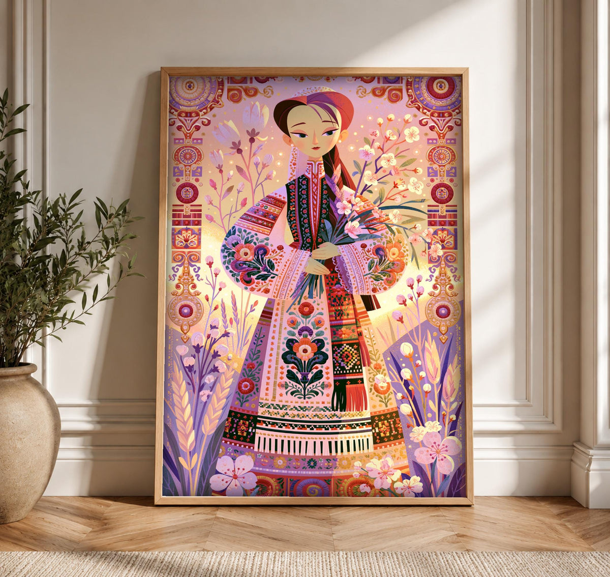 Slavic Wall Art, Ukrainian Folk Costume, Cultural Decor, Framed Unframed or Digital