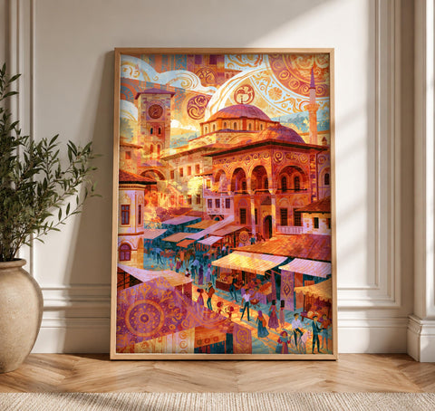 Ottoman Empire Art, Islamic Bazaar Print, Framed Unframed or Digital