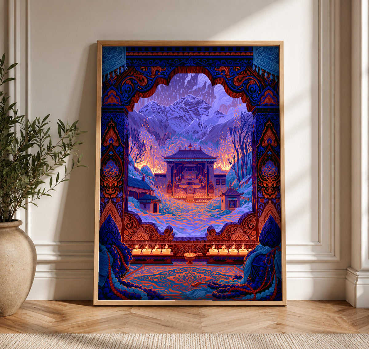 Spiritual Wall Art, Himalayan Temple, Buddhist Sacred Shrine, Framed Unframed or Digital