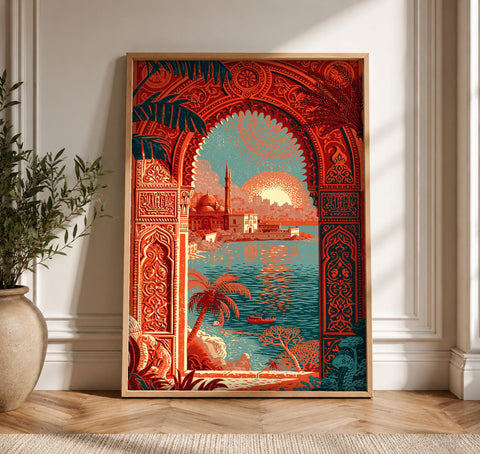 Ottoman Wall Art, Islamic Arch Print, Mosque Decor, Framed Unframed or Digital